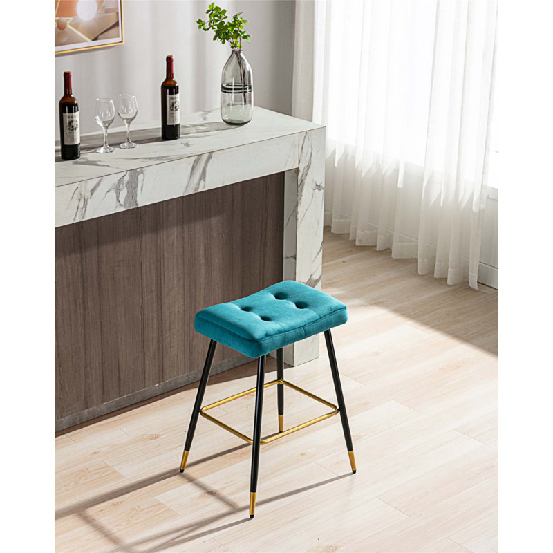 Tabouret de comptoir 26,38 po Manucher, Bleu sarcelle