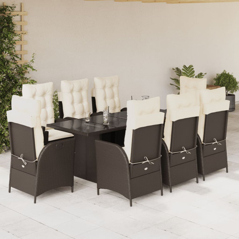  Garden Dining Set Brown, Cream White