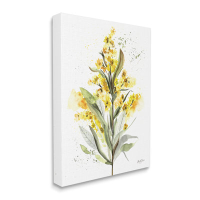 Wild Daisies Leaf Sprout Flower Impressionist Illustration Oversized Black Giclee, art texturé par Kelley Talent