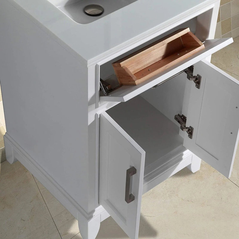 30" White Single Bathroom Vanity with Mirror