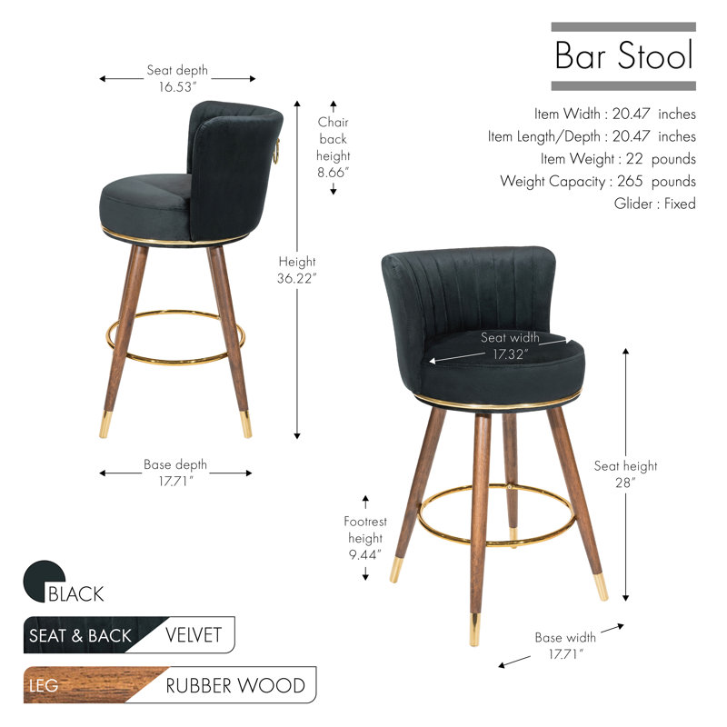 Tabourets de bar Pedra, Noir