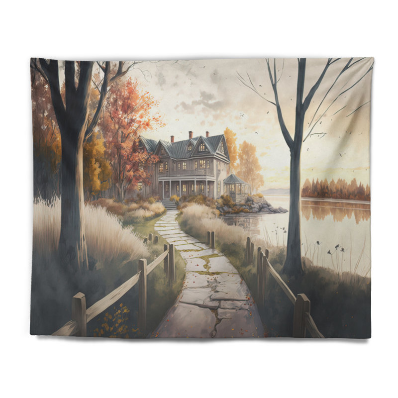 Tapisserie en polyester avec punaises, H 32 po x l 39 po