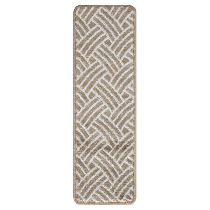 Tapis d’escalier beige doux et beige treillis Algona