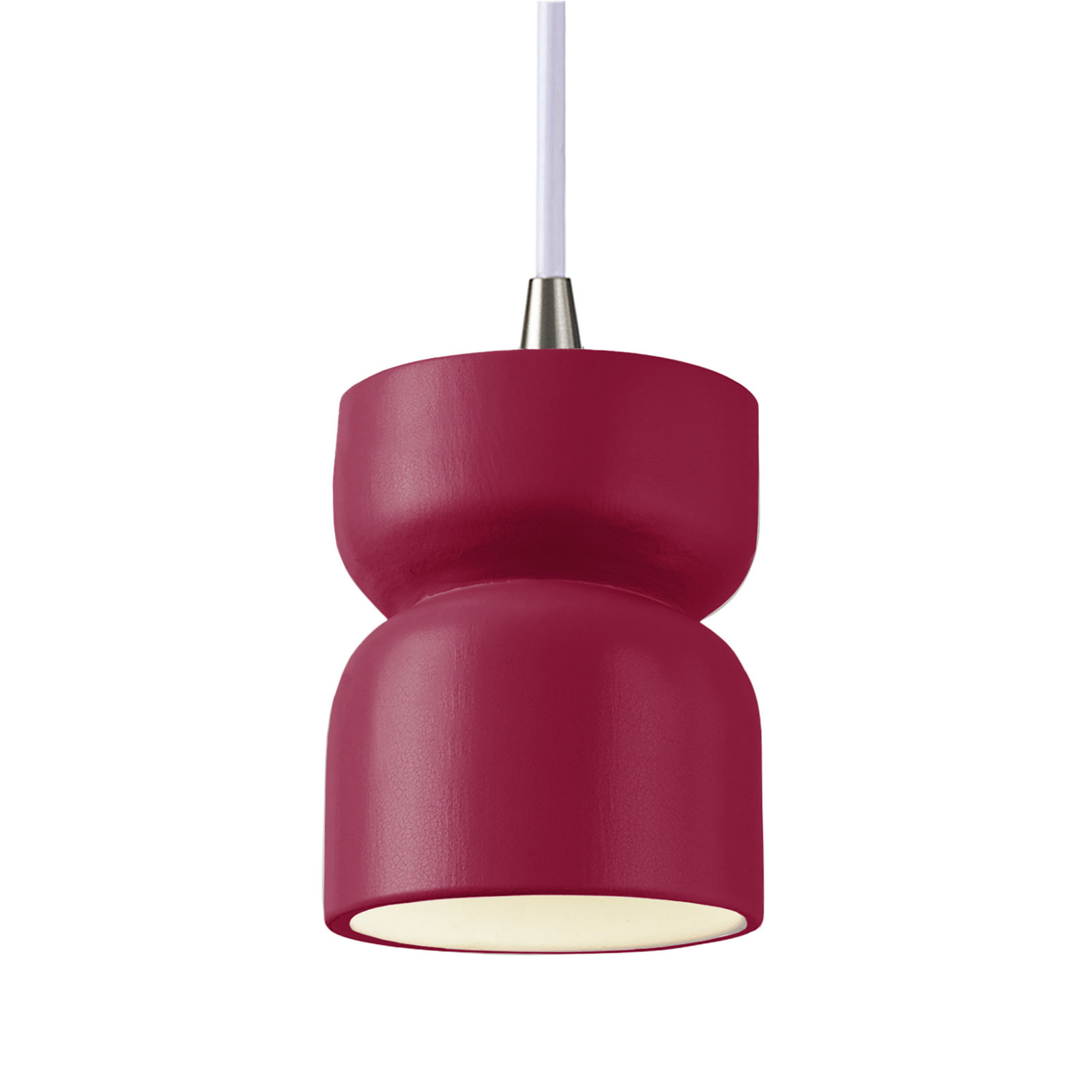 Nysta Ceramic Dimmable Pendant, Cerise, Brushed Nickel