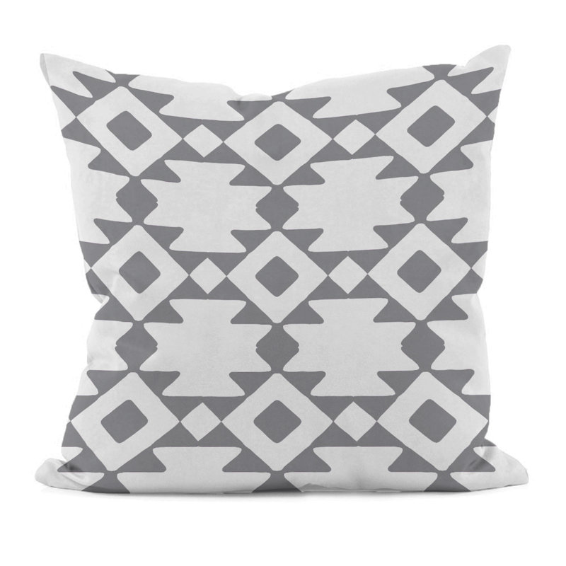 Géométrique décoratif Coussin, 20" H x 20" W, Gris Classique