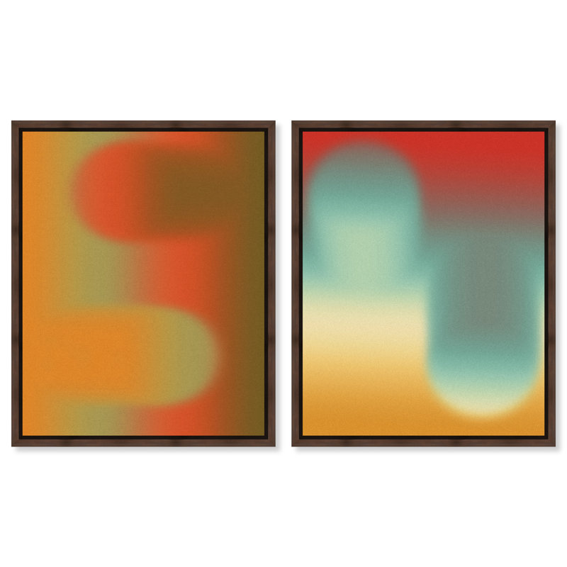 «Bouncing Abstracts», ensemble de décorations murales sur toile encadrées par Art Remedy, cadre en noyer, 24 x 30