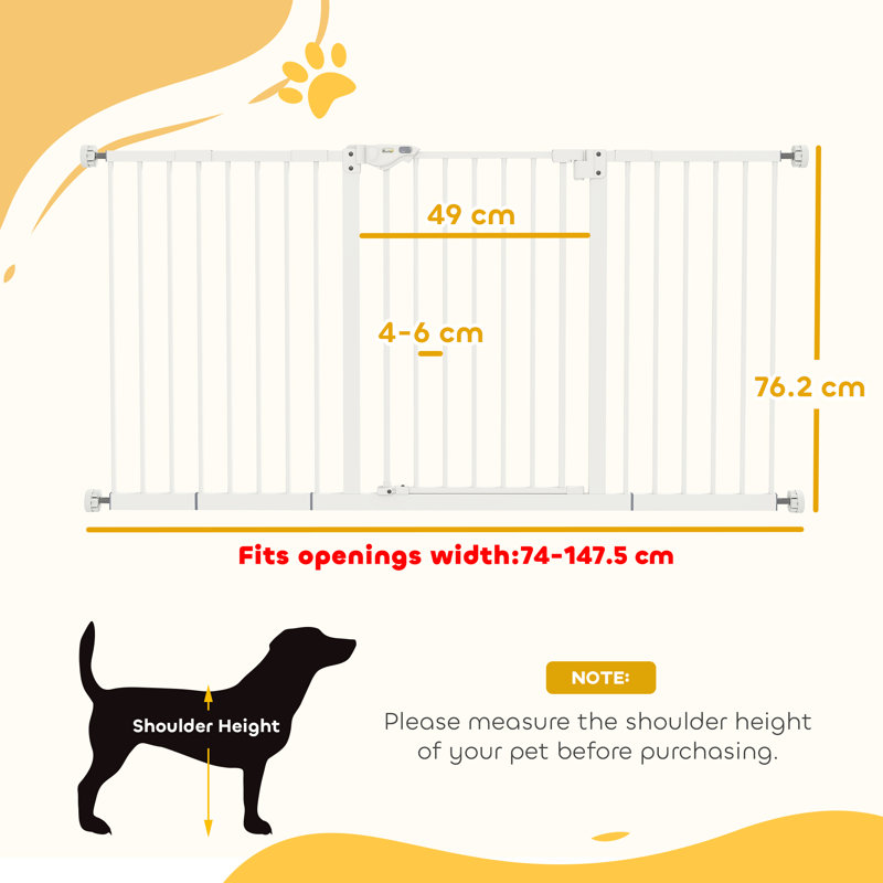 Adjustable Safety Gate with 3 Extensions and Four Adjustable Screws White