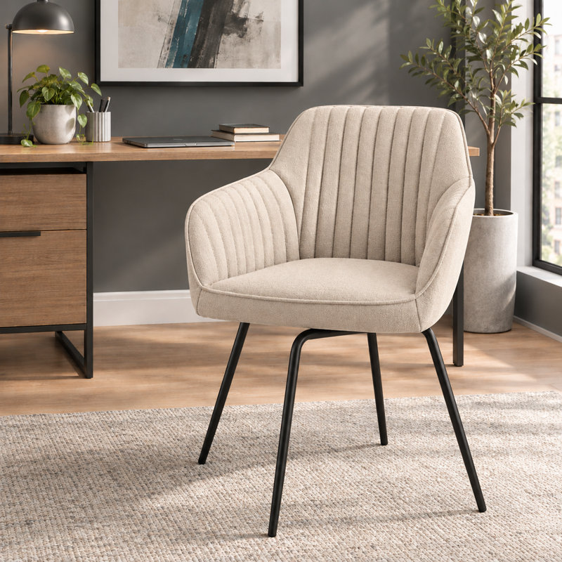Latitude Run Dotir Office Swivel Chair, Soft Beige, Black