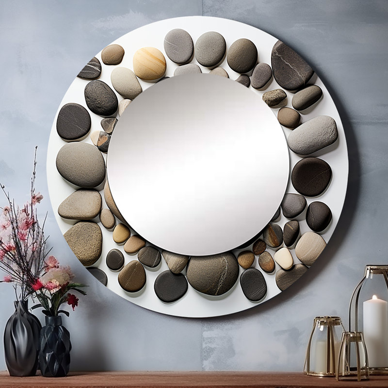 Beach Photo Harmonious Balance I - Collage Round Mirror Wall Decor, 23" x 23"