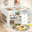 Lit mezzanine double en pin et en panneau de fibres à densité moyenne avec bureau intégré, rangement et amp; Tableau blanc, aucun sommier requis, blanc pour les petites chambres