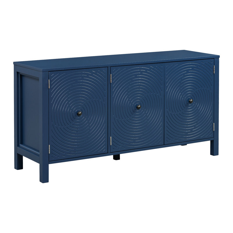Élégant buffet Ustyle avec porte à tourbillon, et attrayant pour le salon à trois portes, porte d'entrée incurvée, entrée, bureau - bleu marine