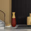 Grand vase de plancher en bambou Harlow 31,5 pouces, finition bourgogne et naturelle, décor décoratif
