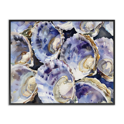 Maritime Clams & Oysters Framed Giclee, design by Heidi Kuntz