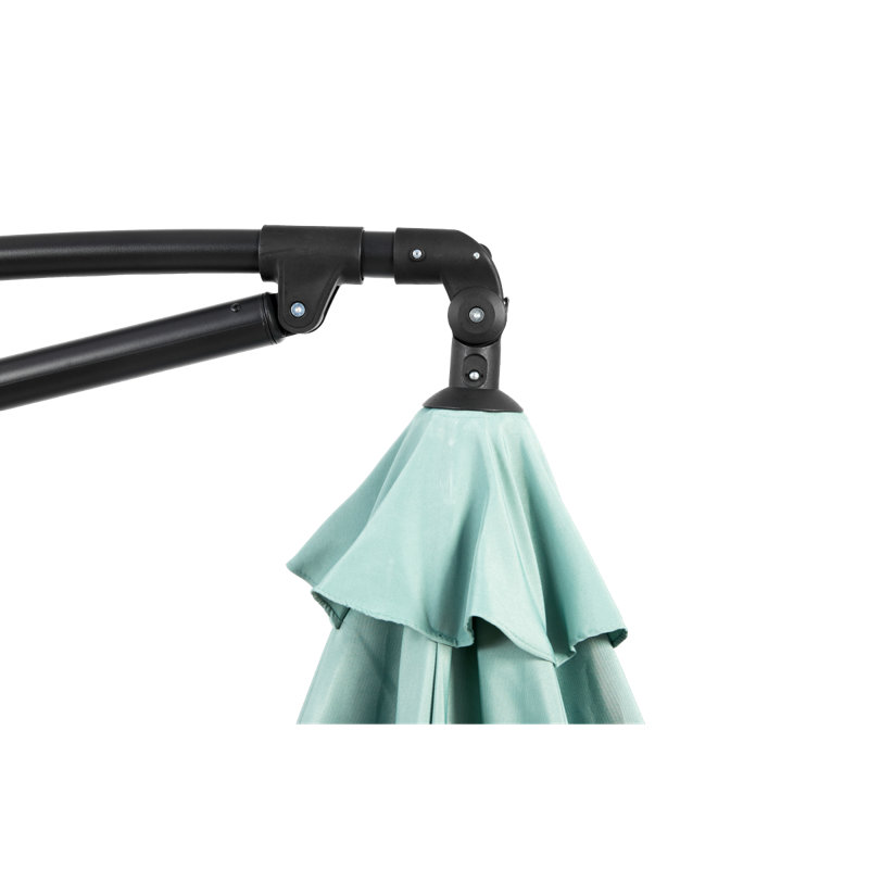 Parasol de marché suspendu de 10 pi avec ajustement facile de l'inclinaison, abat-jour en polyester, 8 nervures pour la cour arrière (vert clair) (sans base) Best Choice Products