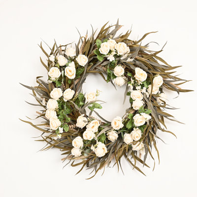 Grande couronne florale artificielle de 26 po avec baies séchées