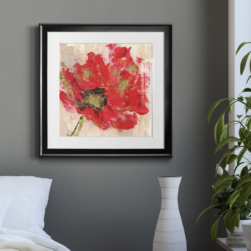 «Red Infusion I», reproduction d'art sur papier encadré, Papier encadré noir, H 17,5 po x l 17,5 po x P 1,5 po