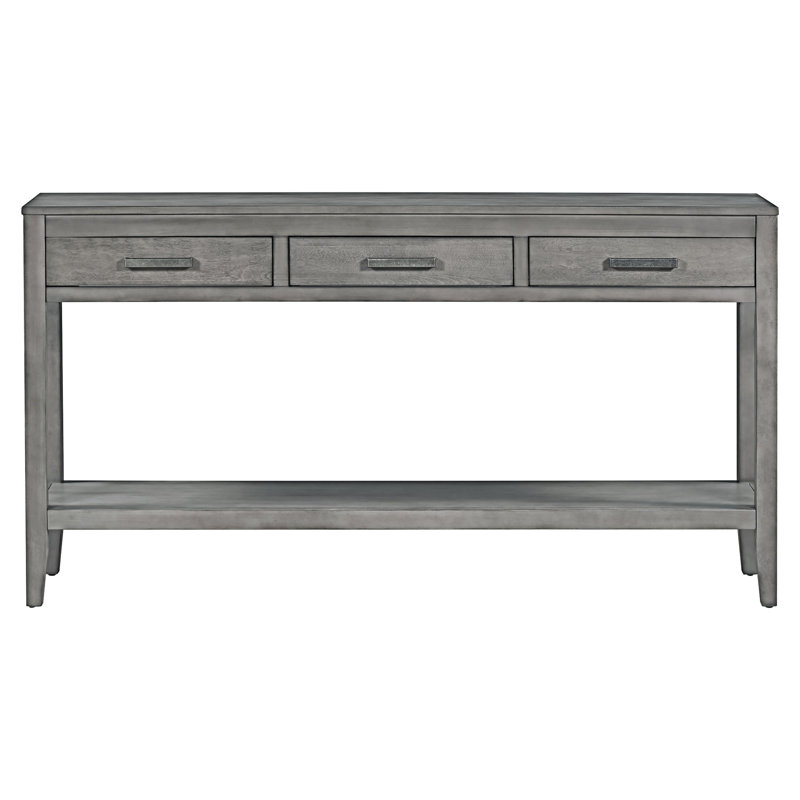 Console Table Entryway Table With Drawers And Bottom Shelf, Gray