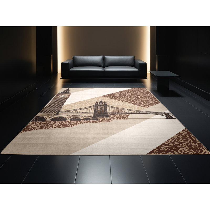 Machine Washable Paxon Classic Oriental Rug in Beige – Beige Binding, 4' Round