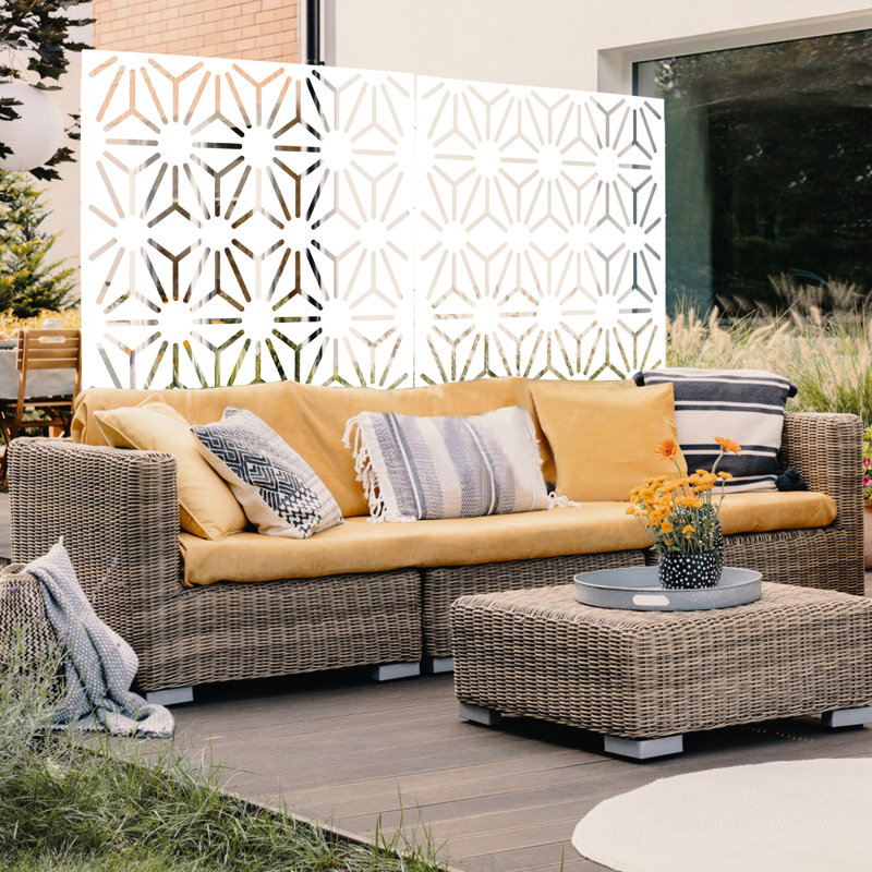 Paravent d'intimité pour l'extérieur - 76 po x 48 po en métal blanc polyvalent