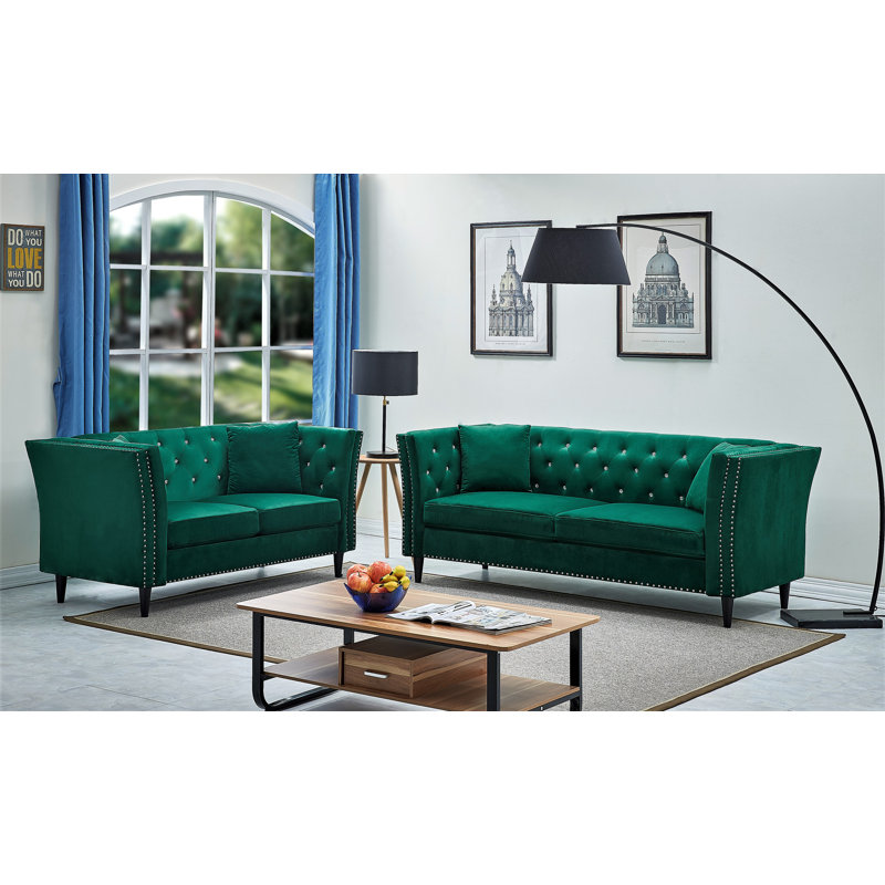Cloyd 62.2'' Velvet Loveseat, Green