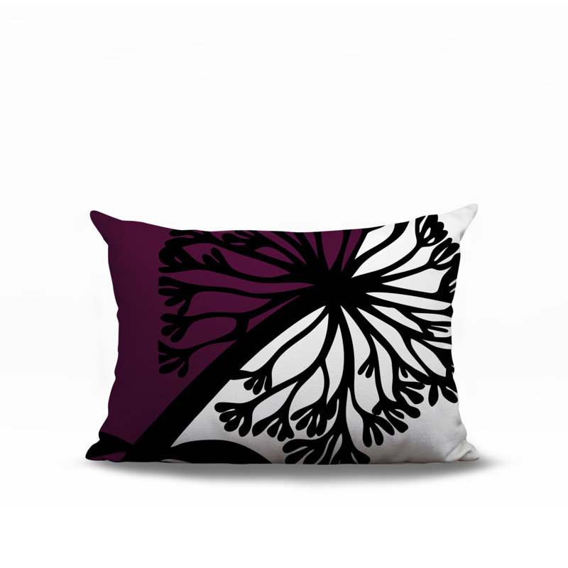 Oreiller rectangulaire réversible intérieur / extérieur Aldy, Rectangle H 14 po x l 20 po, Mauve
