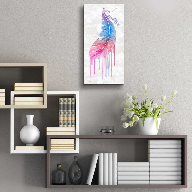 «Rainbow Feather» par Rachel Caldwell, art mural en verre acrylique, H 24 po x l 12 po