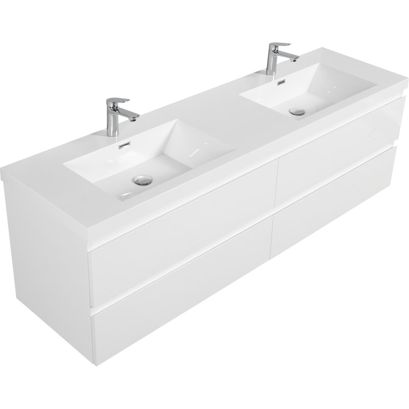 Meuble-lavabo flottant 72 po avec lavabo 72 po, Blanc