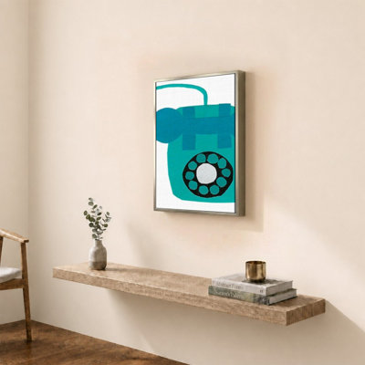 «Retro Téléphone Blue» par Jen Bucheli - Impression sur toile
