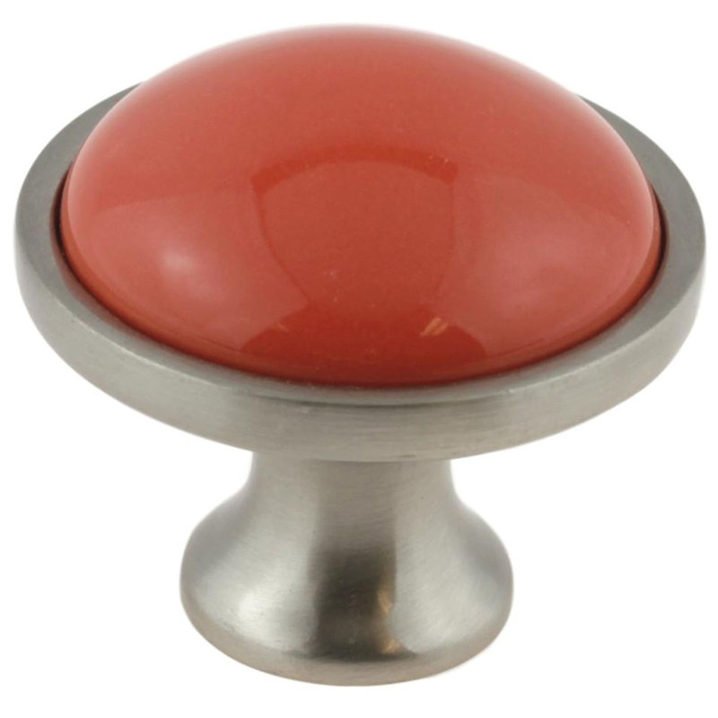 (Paquet de 5) Poignée Betsy Fields de 1-3 / 8 po avec insert en céramique, Amande clair / nickel satiné
