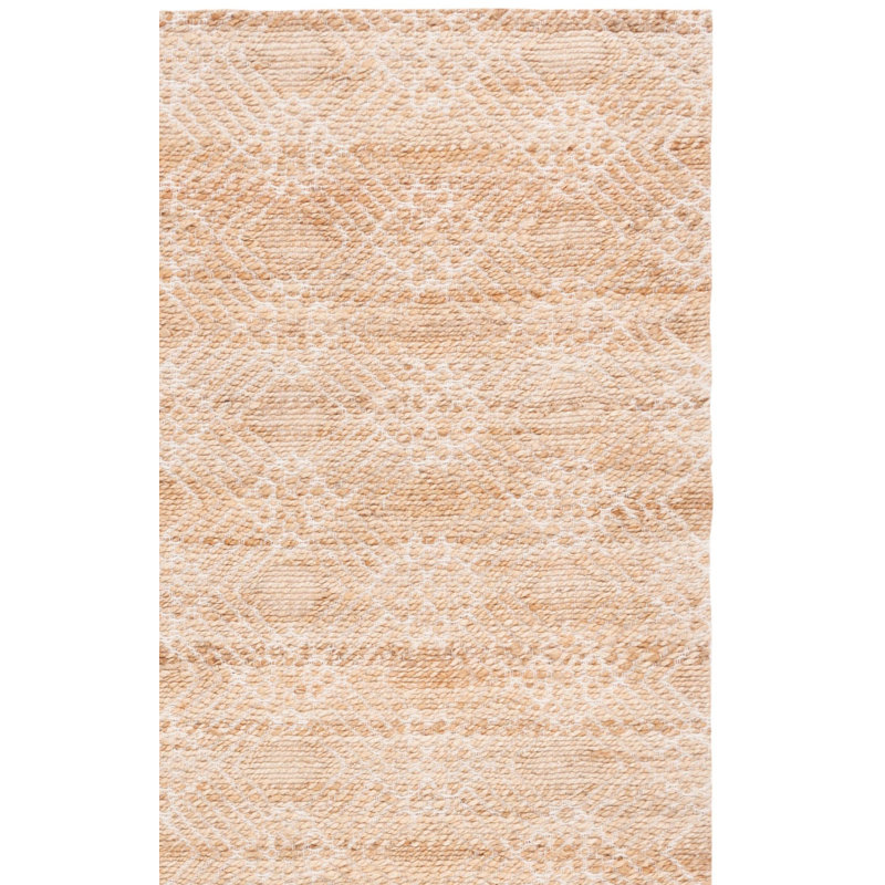 Tapis géométrique en jute de coton tissé à la main Courtdale, Tapis de couloir 2 pi 3 po x 8 pi