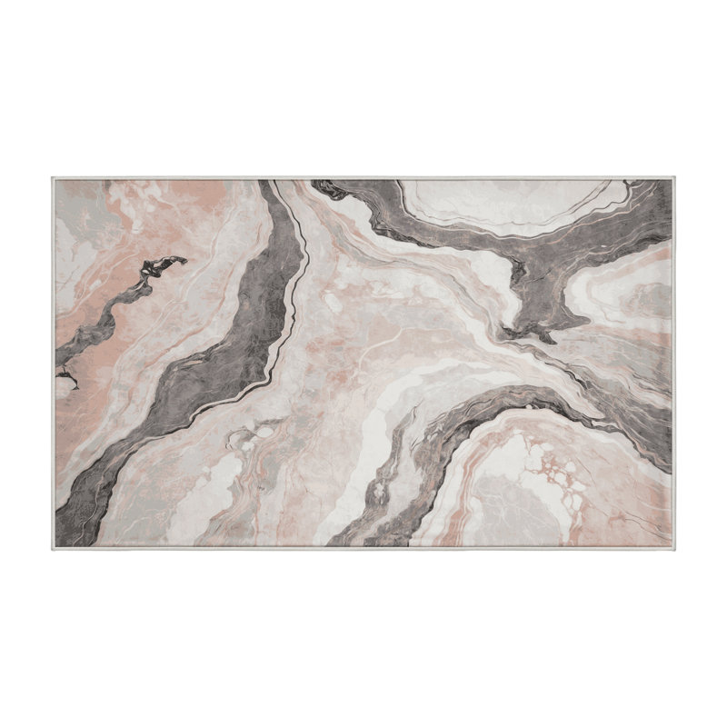 Machine Washable Beige Area Rug, Rectangle 3' x 5'
