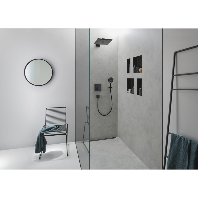 Hansgrohe RainDrain Match Trim Zero/ Tile 31 1/2" with Height Adjustable Frame, Matte Black