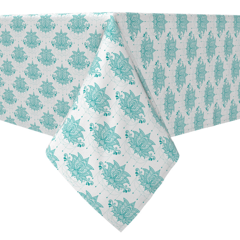 Rectangular Floral Cotton Twill Tablecloth