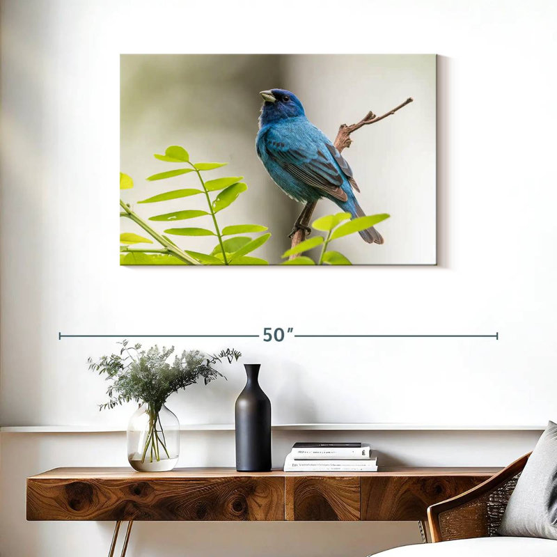 Brampt Indigo Bunting Bird, 24" H x 36" W