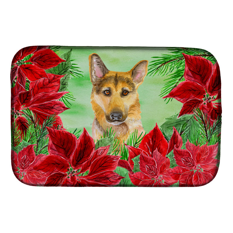 Tapis de séchage poinsettias berger allemand