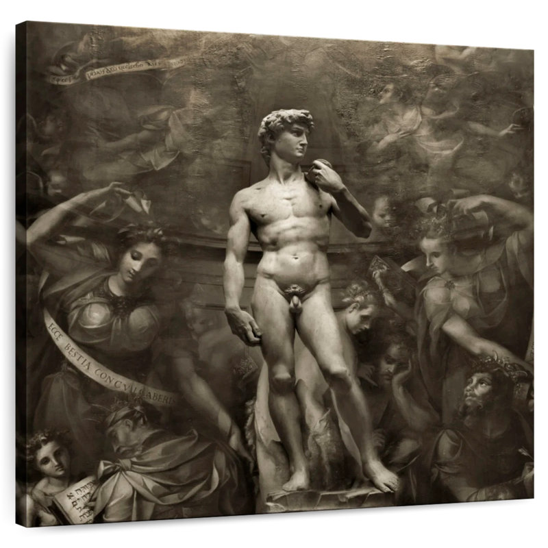 Lilie, montage de David de Michaelangelo dans le monde universitaire, H 36 po x l 36 po