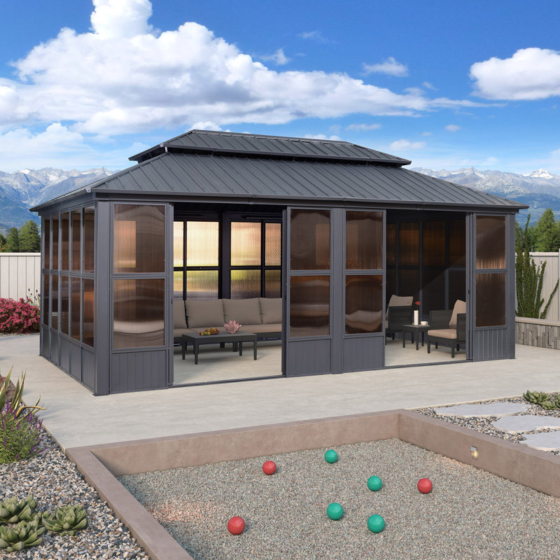 12 pi. L 20 pi. D Solarium en aluminium