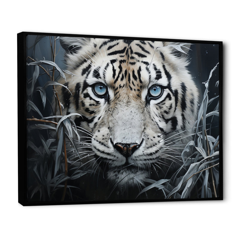«Tiger Mysterious Watcher II» - Impression, H 16 po x l 32 po x P 1 po, Cadre flottant noir
