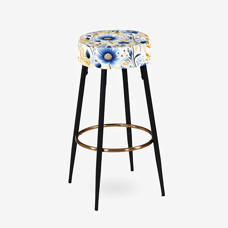 Blue Meadow Flowers Pattern - Floral Bar Stools Set Of 2