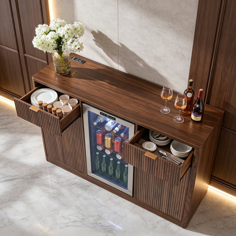 Armoire-bar 59 po avec buffet 59 po, Brun