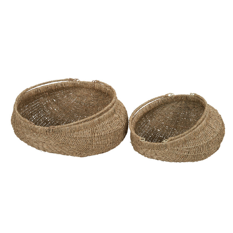 2‑Piece Seagrass Decorative Storage Baskets with Handles