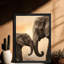 Art encadré noir «A Mother's Love: Mother and Baby Elephant Wall Art Realism», impressions encadrées-2136569174