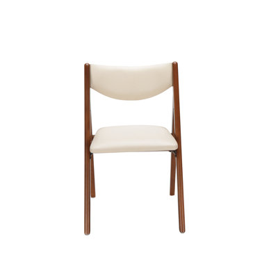 Stakmore Retro Modern Upholstered Folding Chair, Frame With Off White Vinyl