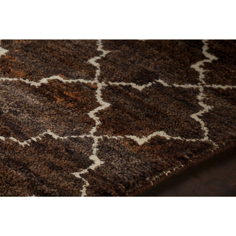 Tapis brun foncé noué à la main Levine, 7 pi 9 po X 10 pi 6 po