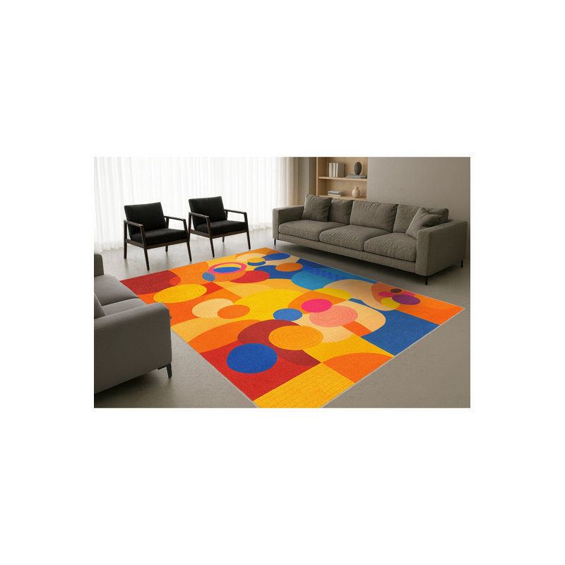 Tapis jaune tissé à envers lavable Mosso, 3'3" x 4'11"
