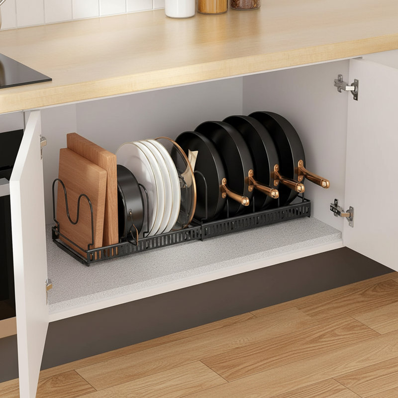 Metal Rectangle Free Standing Pot Rack, Black