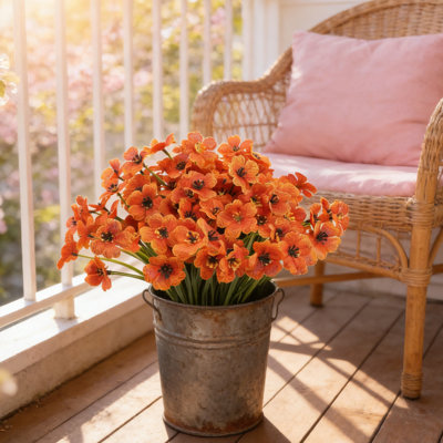 15 Bundles Artificial Flowers - No Fade Faux Flowers for Home Decor, Indoor Outdoor Plastic Plants for Garden Porch Window Box, Spring Easter & Valentine's Day Decoration