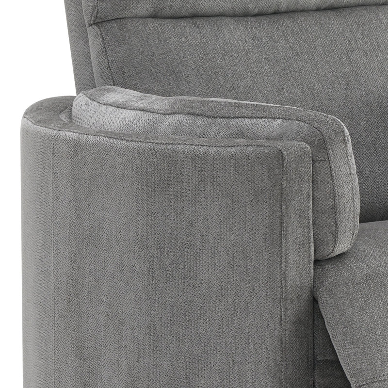 Ilyaz 40"W Upholstered Glider Recliner with Swivel, Charcoal Chenille