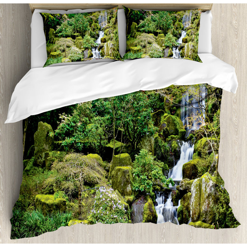 Rustic Polyester Floral Duvet Cover, Queen Duvet Cover + 2 Standard Shams