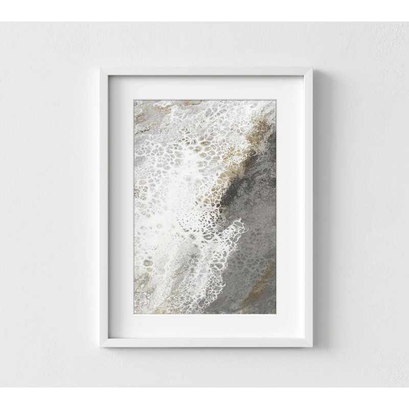 «Eternelle étreinte I» par Grace Rowan, impression abstraite d'art mural Cean Wave and Rocks, H 16 po x l 12 po, Blanc